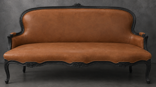 Banquette Cabriolet en Gondole Style Louis XV - Modèle 813 - canapé gondole style louis xv canapé cabriolet gondole style louis xv 3 places velours bleu pétrole - MEUBLES DOBOIS - vue 92