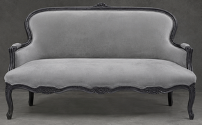 Banquette Cabriolet en Gondole Style Louis XV - Modèle 813 - canapé gondole style louis xv canapé cabriolet gondole style louis xv 3 places tissu ivoire - MEUBLES DOBOIS - vue 94
