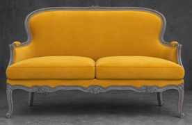 Banquette Cabriolet en Gondole Style Louis XV - Modèle 813 - canapé gondole style louis xv canapé cabriolet gondole style louis xv 3 places lin gris clair - MEUBLES DOBOIS - vue 96