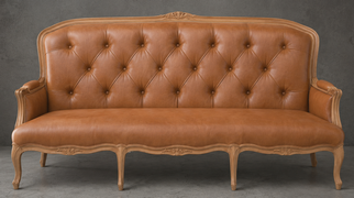banquette à la reine style régence 4 places bois chêne moyen tissu velours meubles dobois