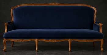 banquette à la reine style régence 3 places bois cérusé blanc tissu cuir meubles dobois