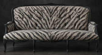 canapé à la reine style régence 4 places bois chêne clair tissu velours meubles dobois