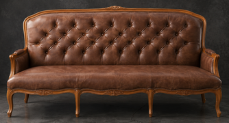 canapé à la reine style régence 4 places bois chêne clair tissu cuir meubles dobois