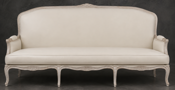 banquette à la reine style régence 4 places bois chêne moyen tissu cuir meubles dobois