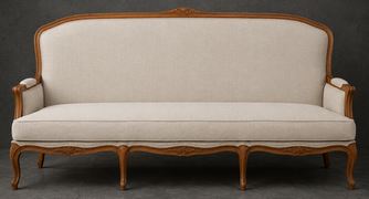 banquette à la reine style régence 3 places bois cérusé blanc tissu velours meubles dobois