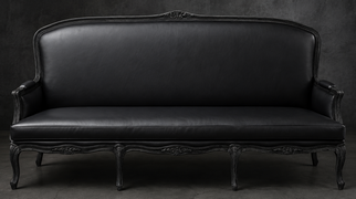 banquette à la reine style régence 4 places bois chêne moyen tissu velours meubles dobois
