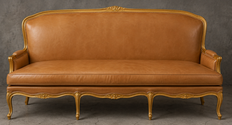 banquette à la reine style régence 2 places bois doré tissu velours meubles dobois