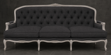 banquette à la reine style régence 3 places bois cérusé blanc tissu velours meubles dobois