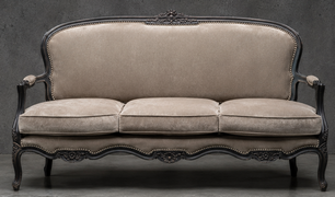 Canapé cabriolet style Louis XV en velours et bois sculpté Meubles Dobois