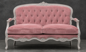 Canapé cabriolet style Louis XV en tissu clair Meubles Dobois