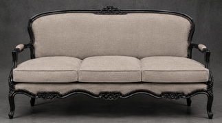 Banquette cabriolet style Louis XV capitonnée Meubles Dobois