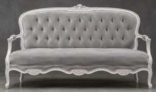 Banquette cabriolet style Louis XV avec dossier non capitonné Meubles Dobois