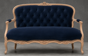 Banquette cabriolet style Louis XV en velours foncé Meubles Dobois