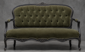 Banquette cabriolet style Louis XV quatre places en bois sculpté Meubles Dobois