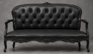 Banquette cabriolet style Louis XV en lin clair Meubles Dobois