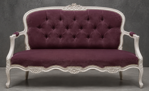 Canapé cabriolet style Louis XV en bois cérusé blanc Meubles Dobois