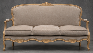 Canapé cabriolet style Louis XV en bois cérusé noir Meubles Dobois