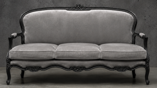 Banquette cabriolet style Louis XV avec coussins d’assise Meubles Dobois