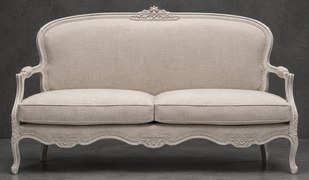Canapé cabriolet style Louis XV capitonné haut de gamme Meubles Dobois