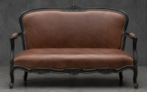 Canapé cabriolet style Louis XV en cuir marron Meubles Dobois