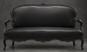 Banquette cabriolet style Louis XV en tissu beige Meubles Dobois