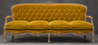 Canapé cabriolet style Louis XV quatre places en finition sur mesure Meubles Dobois
