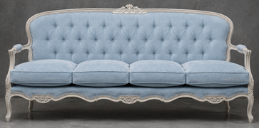 Canapé cabriolet style Louis XV quatre places avec dossier capitonné Meubles Dobois
