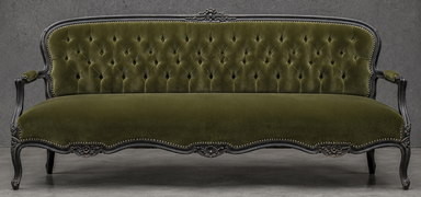 Canapé cabriolet style Louis XV quatre places en tissu haut de gamme Meubles Dobois
