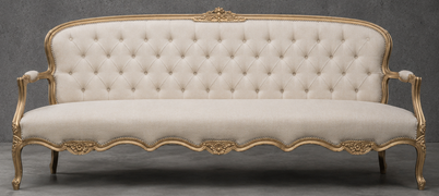 Canapé cabriolet style Louis XV grande longueur fabriqué sur mesure Meubles Dobois
