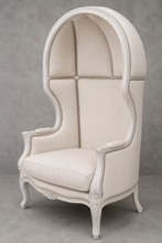 Fauteuil canapé carrosse style baroque Louis XV tissu blanc avec bois laqué blanc