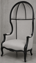 Fauteuil canapé carrosse style baroque Louis XV tissu blanc avec bois noir