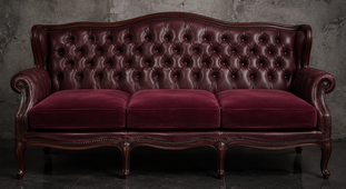 Canapé Chesterfield Louis XV détail du capitonnage - Meubles Dobois
