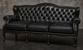 Canapé Chesterfield Louis XV sculpté aux ciseaux à bois - Meubles Dobois