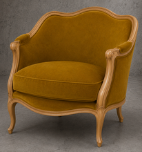 Canapé corbeille velours beige style Louis XV - MEUBLES DOBOIS