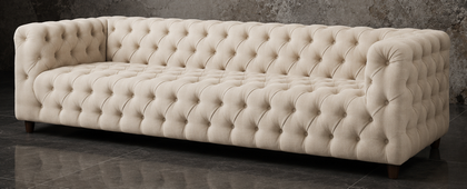 Canapé cube style Chesterfield en cuir ou velours - Meubles Dobois