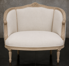 Canapé nid d'ange corbeille baroque style Louis XVI pieds cannelés - Meubles Dobois