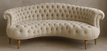 Canapé demi-lune Chesterfield en velours jaune moutarde moderne - Meubles Dobois