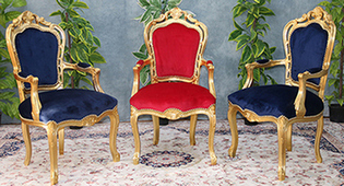 Fauteuil de table baroque capitonné avec accoudoirs et dossier haut Meubles Dobois
