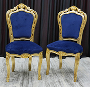 Chaise baroque bois doré et tissu LES MEUBLES DOBOIS