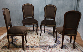 Chaise cabriolet Louis XV tapissée tissu raffiné Meubles Dobois