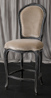 Chaise haute de bar cabriolet Louis XV assise capitonnée - Les Meubles Dobois