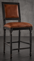 Chaise haute de bar Jacob Louis XVI damassé raffiné - Les Meubles Dobois