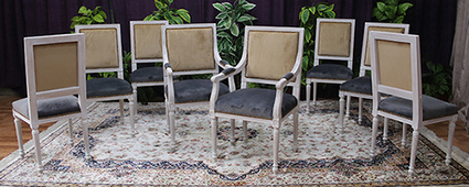 Chaise Jacob avec accoudoirs Louis XVI en hêtre massif - Meubles DOBOIS