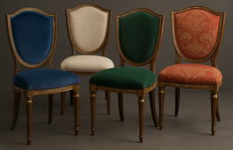Chaise de Style Louis XVI avec dossier en bouclier et fabricaiotn sur mesure