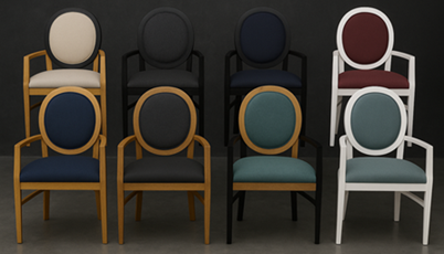 Chaise médaillon avec accoudoirs de style moderne, idéale pour salle à manger – MEUBLES DOBOIS
