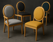 Chaise médaillon avec accoudoirs en bois sculpté, style moderne – MEUBLES DOBOIS