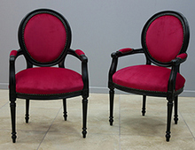 chaise médaillon avec accoudoirs style louis xvi canné