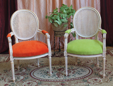 fauteuil de table médaillon louis xvi bleu doré