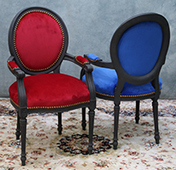 fauteuil de table médaillon louis xvi bleu