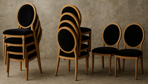 Chaises médaillon empilables noires gain de place pour restaurant – MEUBLES DOBOIS
